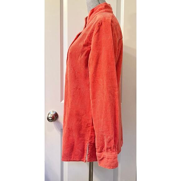 Chadwicks Womens Corduroy Shacket Shirt Jacket Long Sleeve Button Up Orange M - Picture 6 of 8